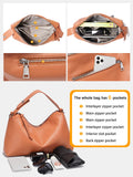 Zency Genuine Leather Tophandle Bag Fashion Hobo Bag Women Shoulder Handbag Crossbody Designer Elegant White Satchel Retro Brown