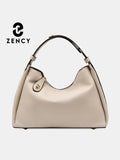 Zency 2024 New Retro Stitching Color Fashion Women's Bag Genuine Leather Handbag Shoulder Bag Messenger Bag Cross Body Top Handl