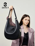 Zency New 2024 Simple Underarm Bag For Women Soft Two Layer Cow Leather Hobo Shoulder Bag Gift Handbag For Wife Lover Girlfriend