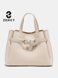 Zency Fashion Genuine Leather Top-handle Bag For Women Luxury Designer Crossbody Bag Zipper Purse 2024