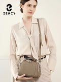 Zency Genuine Leather Vintage Handbag Women Shoulder Bag Satchel Classic Boston Bag Purse Black White Khaki Crossbody Office Bag