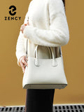 Zency Ladies Khaki Elegant Handbag Genuine Leather Top-handle Bag For Women Luxury Designer Crossbody Compartment Pockets For OL