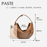 New Innovative Design Round Shape Ballet Tote Oil Wax Cow Leather Women Armpit Shoulder Bag Glossy Ladies Handbag