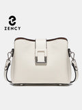 Zency Genuine Leather White Designer Noble Shopper Shoulder Bag Commuter Large Bucket Handbag Women Tote Bucket Cross Body Bag