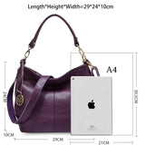 Zency Fashion Purple Women Shoulder Bag 100% Genuine Leather Elegant Tassel Tote Handbag Crossbody For Shopper