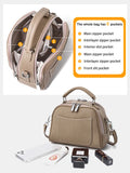 Zency Genuine Leather Vintage Handbag Women Shoulder Bag Satchel Classic Boston Bag Purse Black White Khaki Crossbody Office Bag