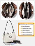 Zency Genuine Leather White Designer Noble Shopper Shoulder Bag Commuter Large Bucket Handbag Women Tote Bucket Cross Body Bag