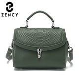 Zency New Genuine Leather Bags Female Fashion Alligator Crossbody Handbag Small  Box High Quality Shoulder Tote Women Bag