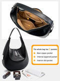 Zency New 2024 Simple Underarm Bag For Women Soft Two Layer Cow Leather Hobo Shoulder Bag Gift Handbag For Wife Lover Girlfriend