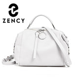 Zency Elegant Genuine Leather Handbag Women Shoulder Bag Large Capacity Simple Medium Tote Bag Crossbody Bag With Two Straps